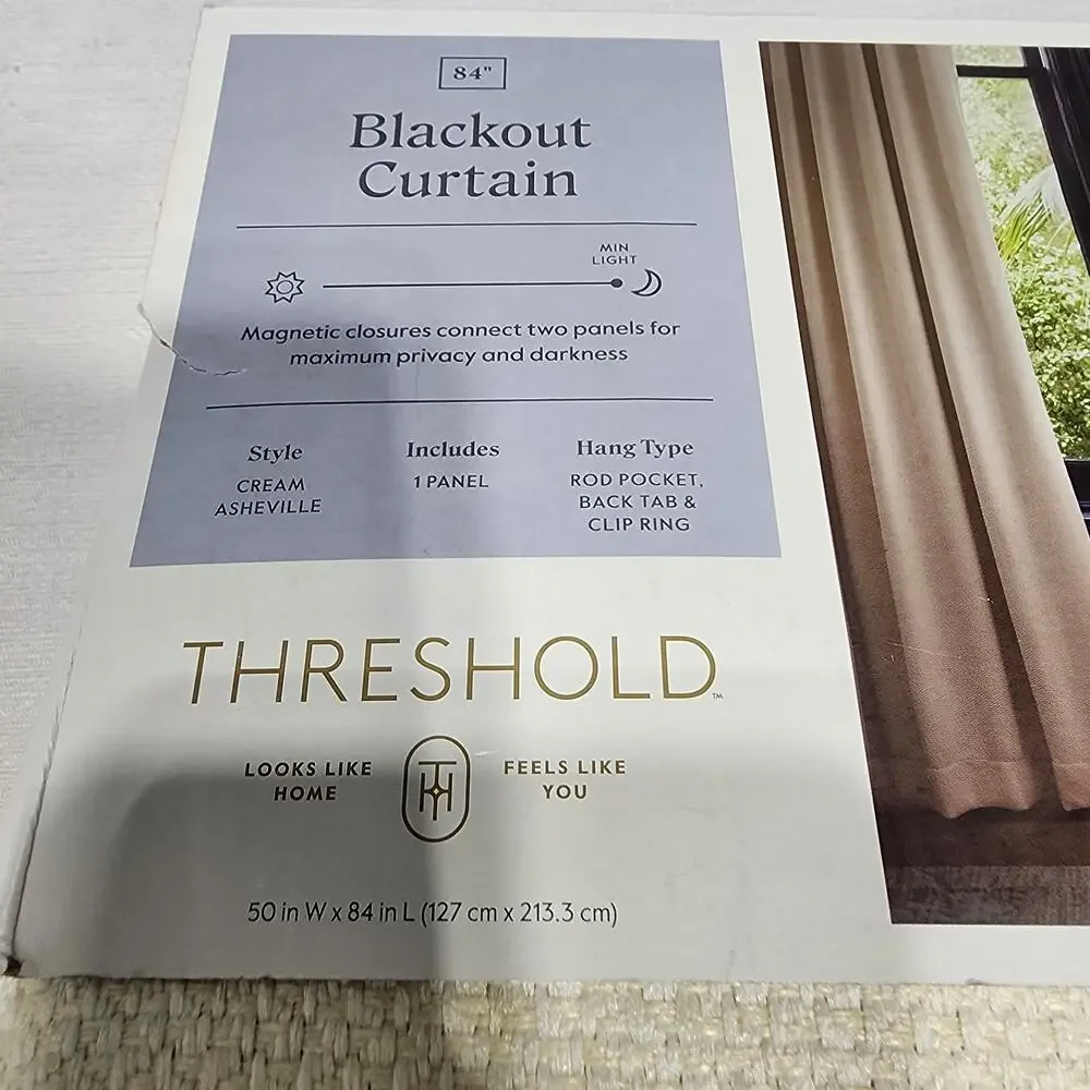 Threshold blackout curtain W 50'' x L 84'' cream Asheville